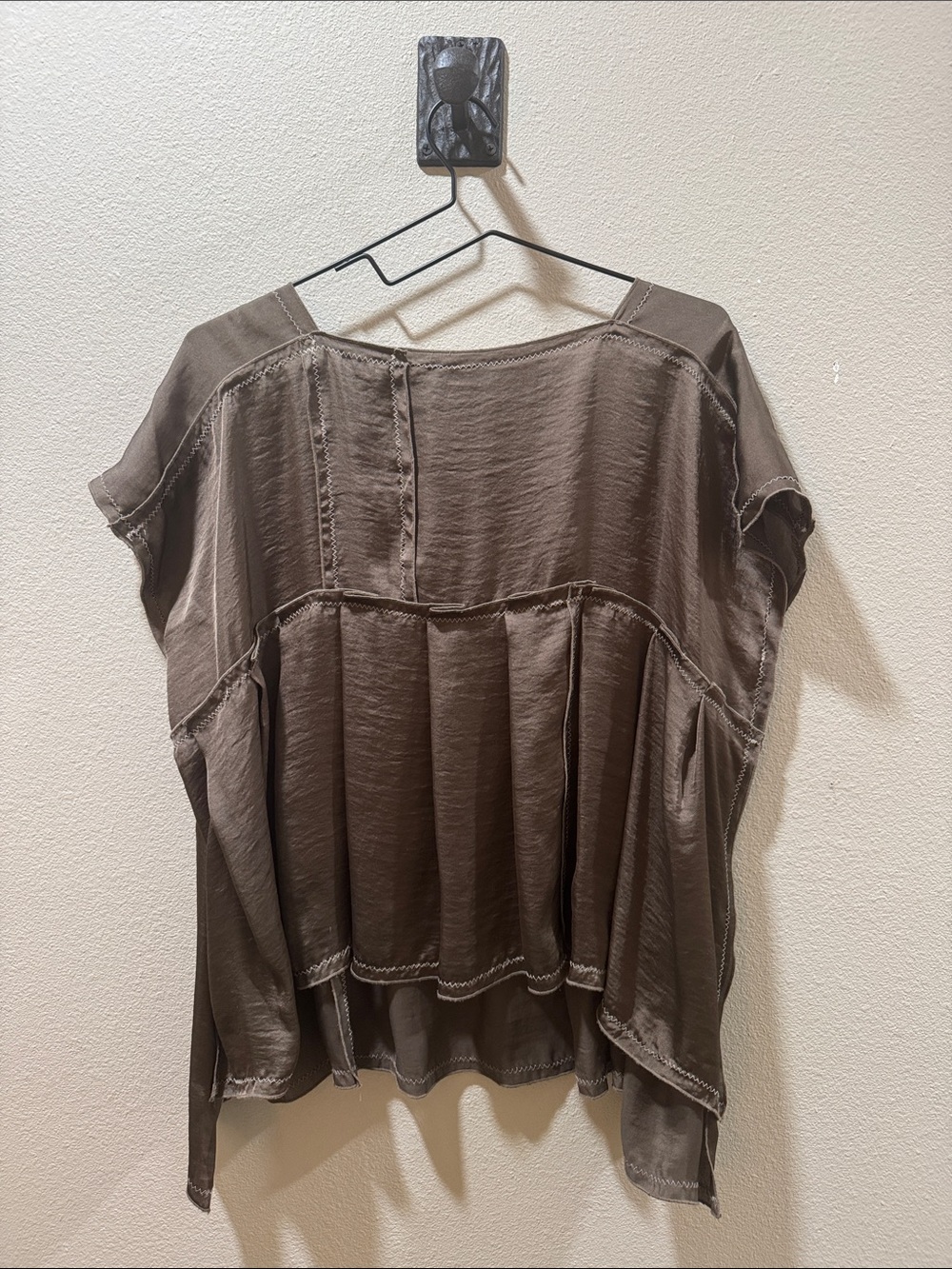 Boho Short-Sleeve Brown Women's Top